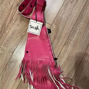 Sash Pink Fringe Crossbody Bag (Faux Leather)